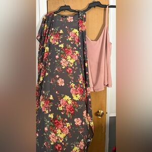 Torrid Floral Blouse and Pink Top Set